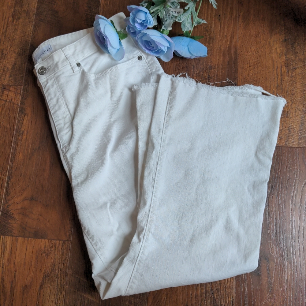 Loft Raw-Cut White Jeans